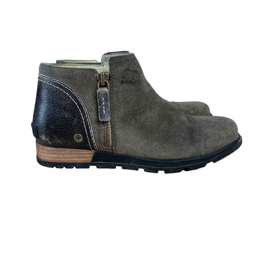 Sorel Major Low Gray Suede Zip Ankle Boot Sz 8.5